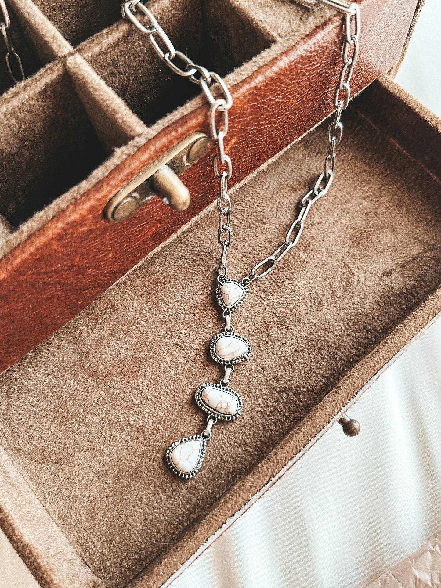 Missin the Road Stone Necklace in White