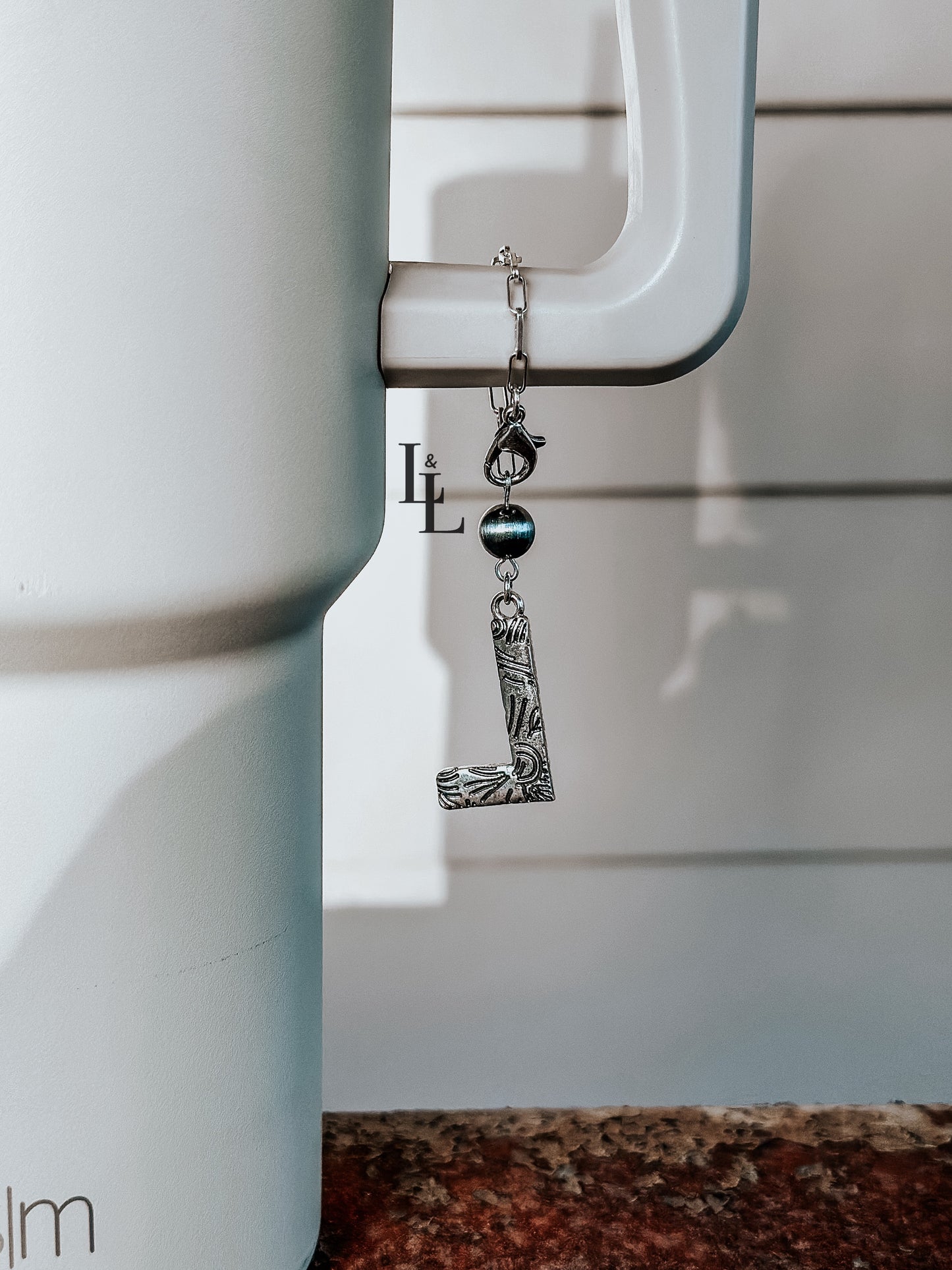 Turquoise Initial Nav Tumbler Charm