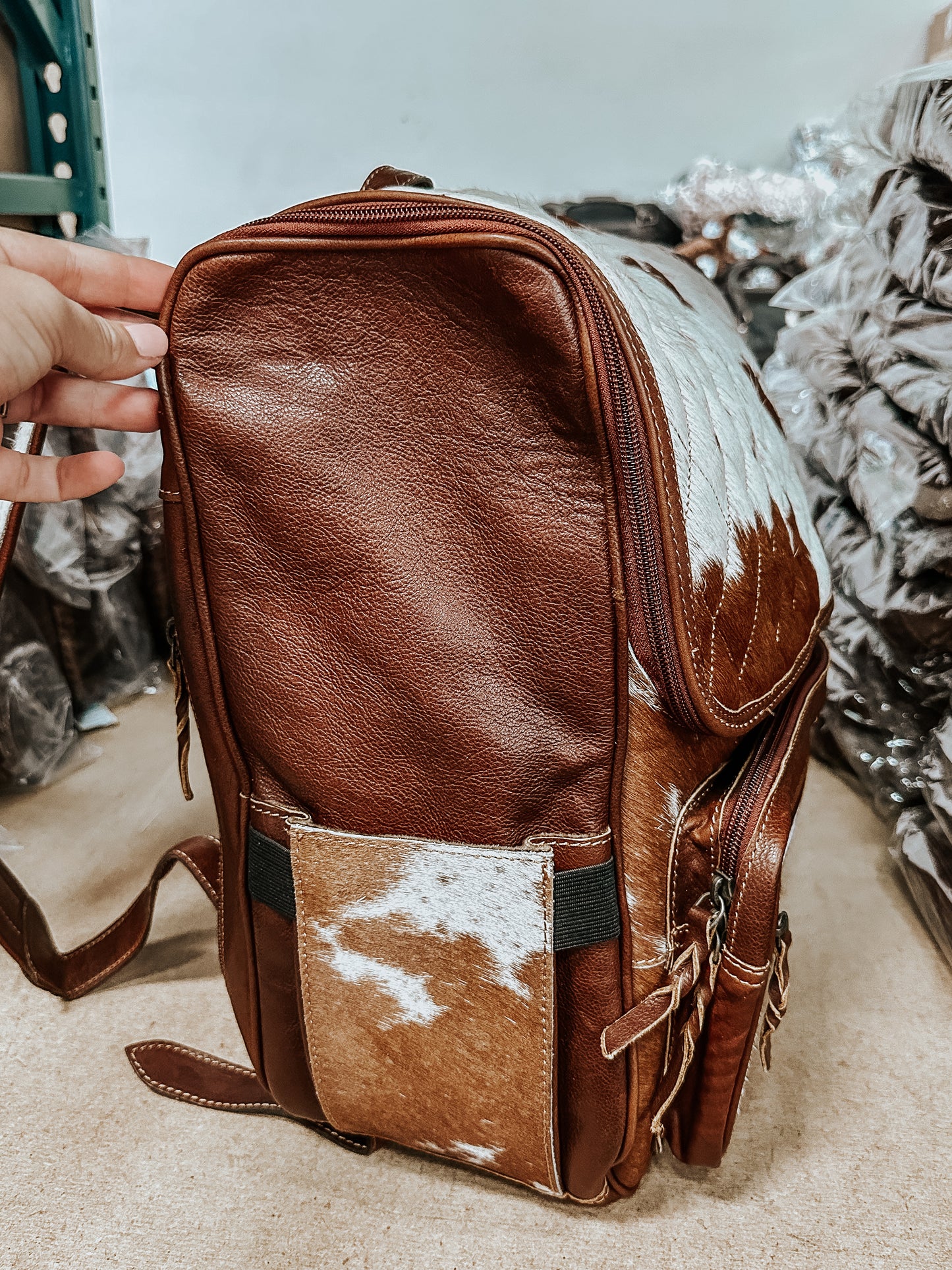 Stitched Cowhide Backpack