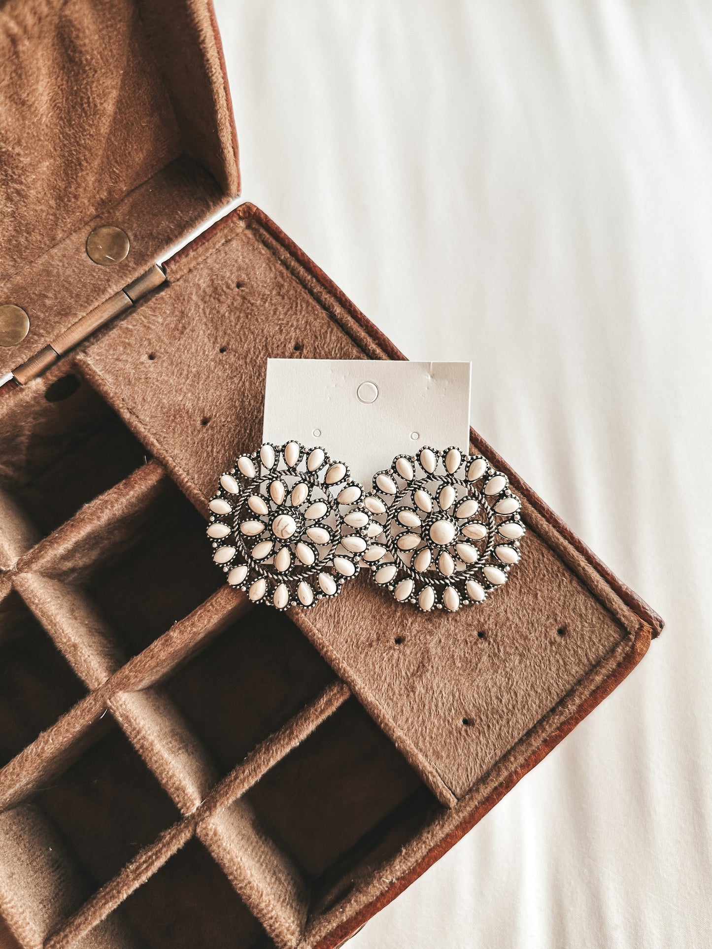 Livin on Time Cluster Stud Earrings in White