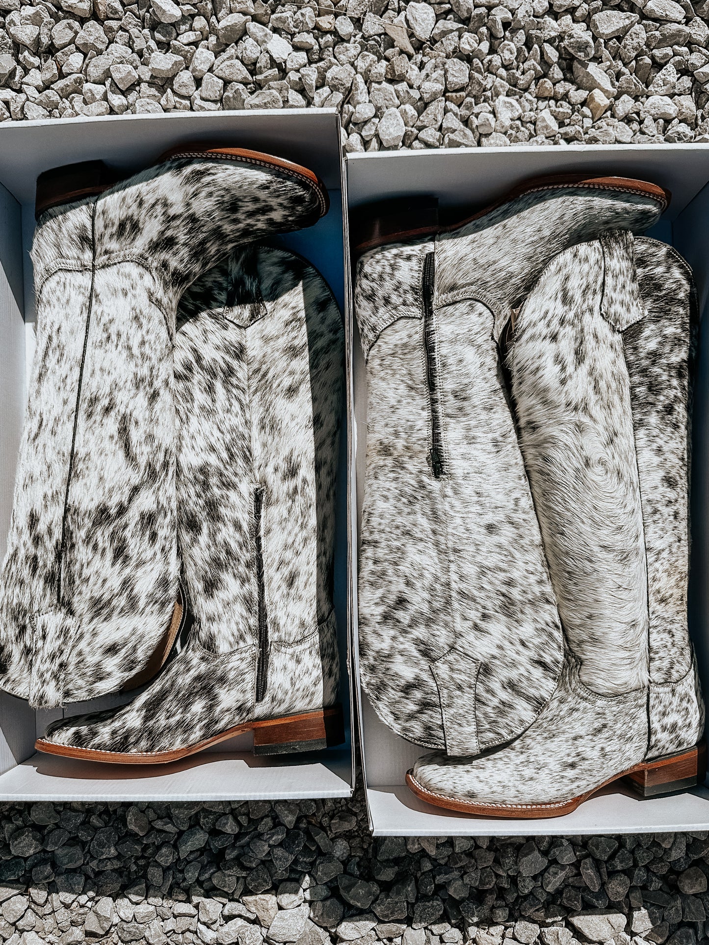 Knee High Cowhide Boots ~ Square Toe WIDE CALF