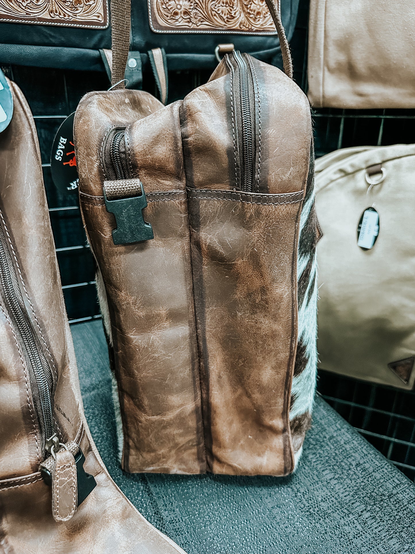 Cowhide Patchwork Boot Bag