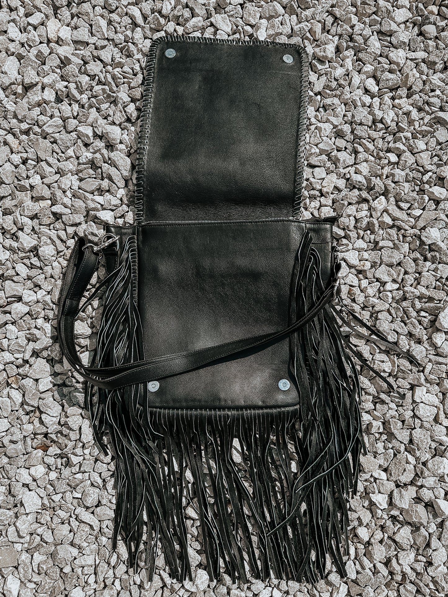 Chesapeak Cowhide Fringe Crossbody in Black