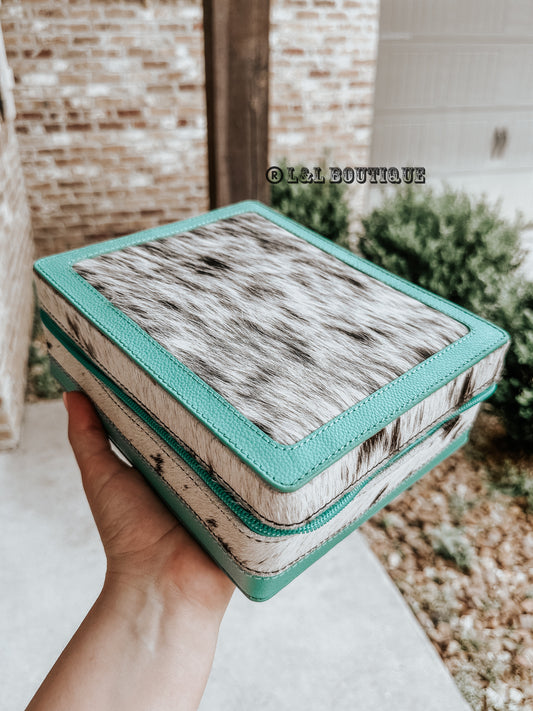 Turquoise Tennison Cowhide Jewelry Box