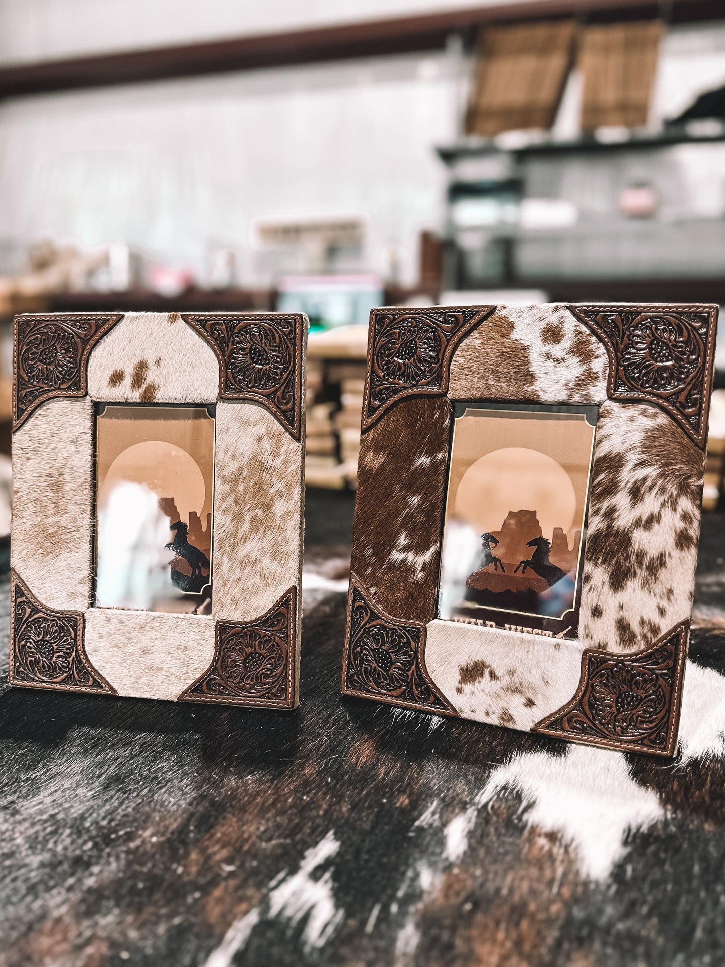 Tumble Cowhide Picture Frame