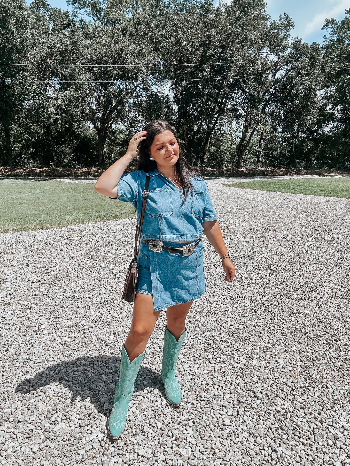 Denim Two Piece Skort & Top Set