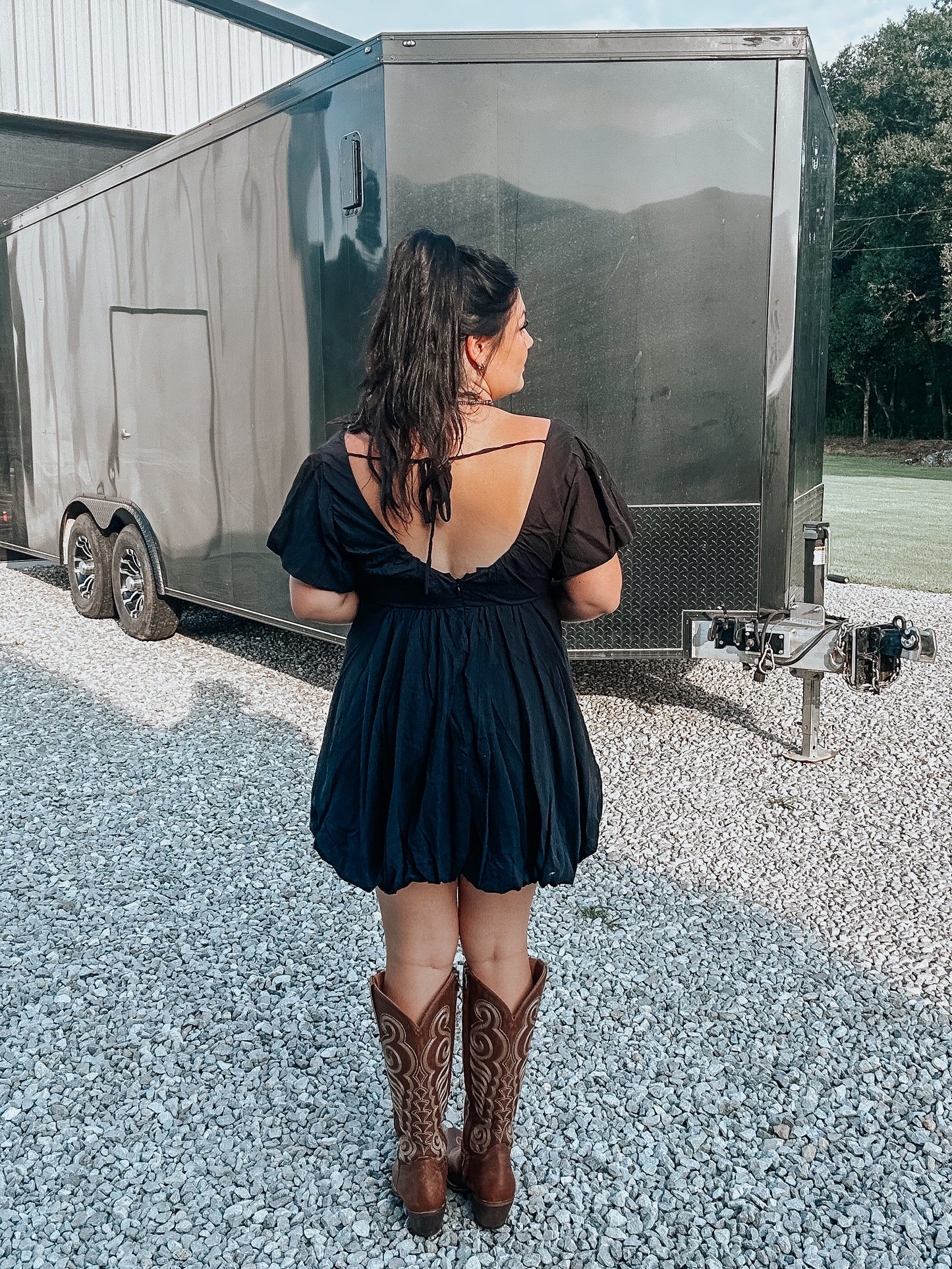 Black Bubble Tie Dress