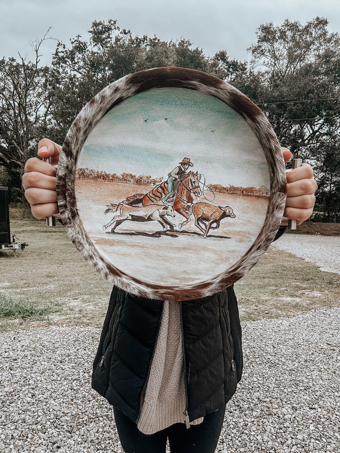 Western Cowhide Tray