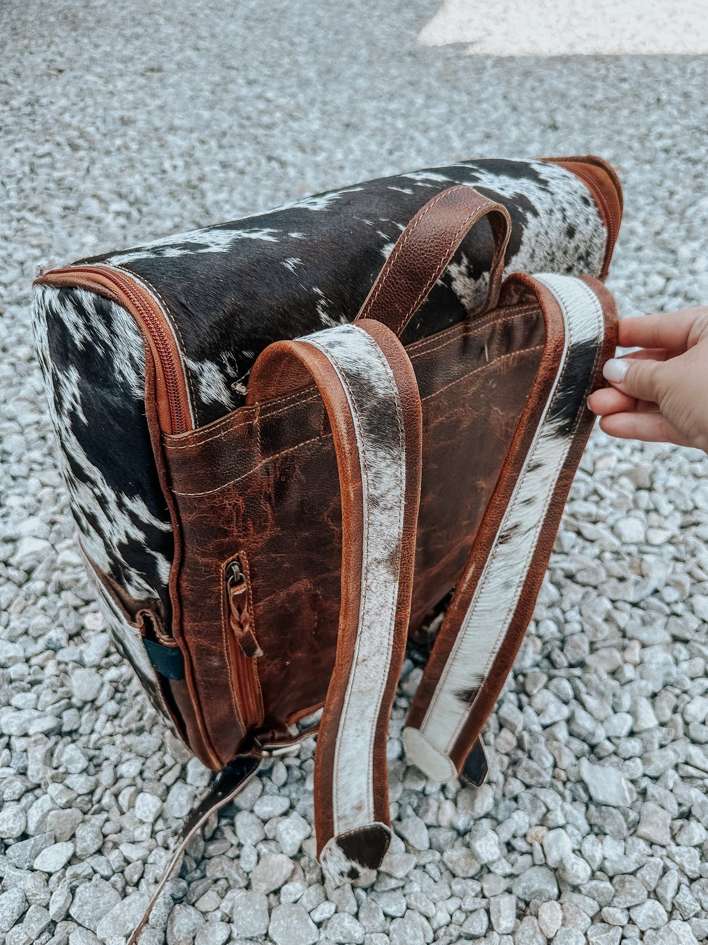 Brown & Black Cowhide Backpack