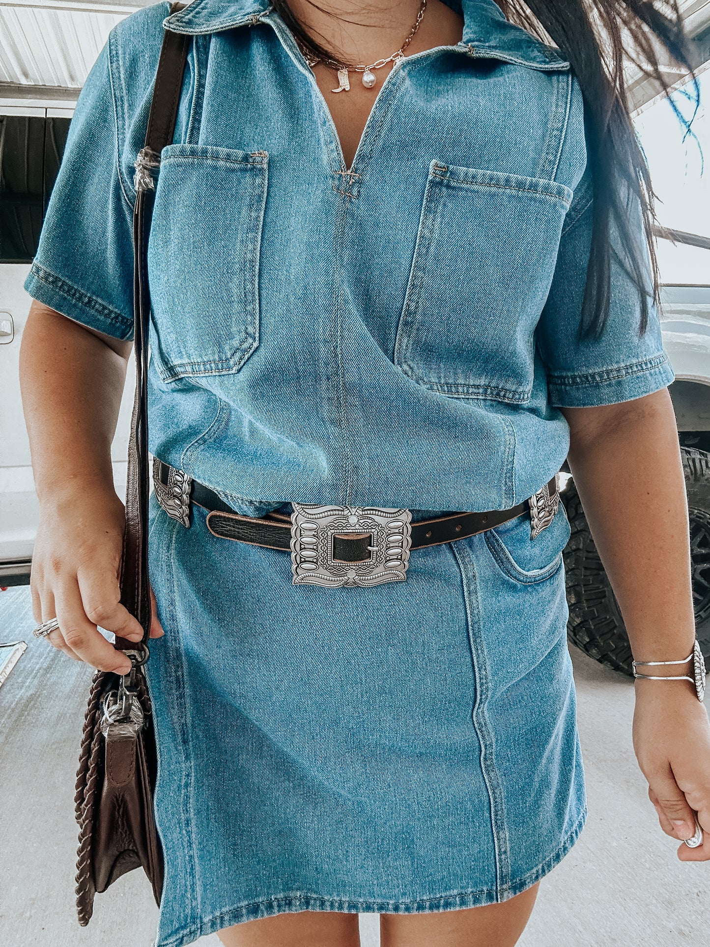 Denim Two Piece Skort & Top Set