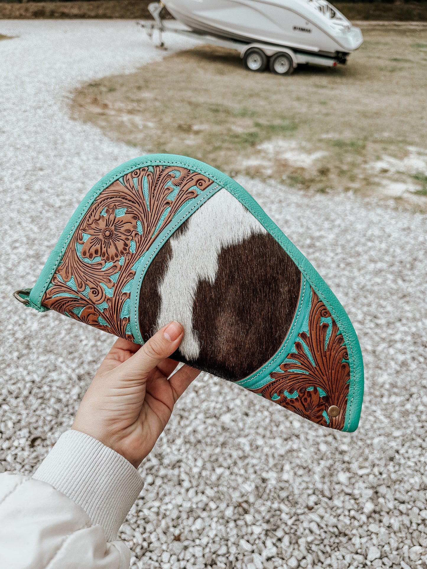 Wandering Turquoise Cowhide Gun Sleeve