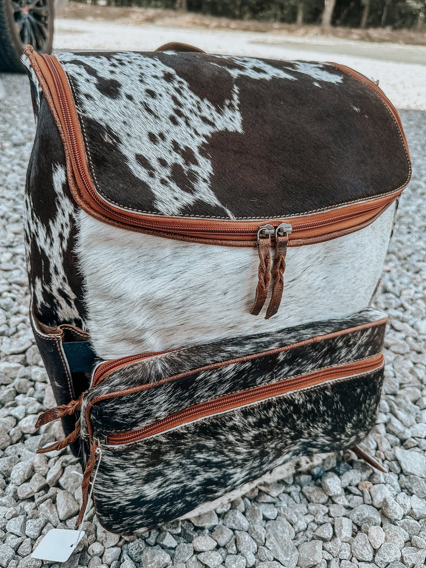 Brown & Black Cowhide Backpack