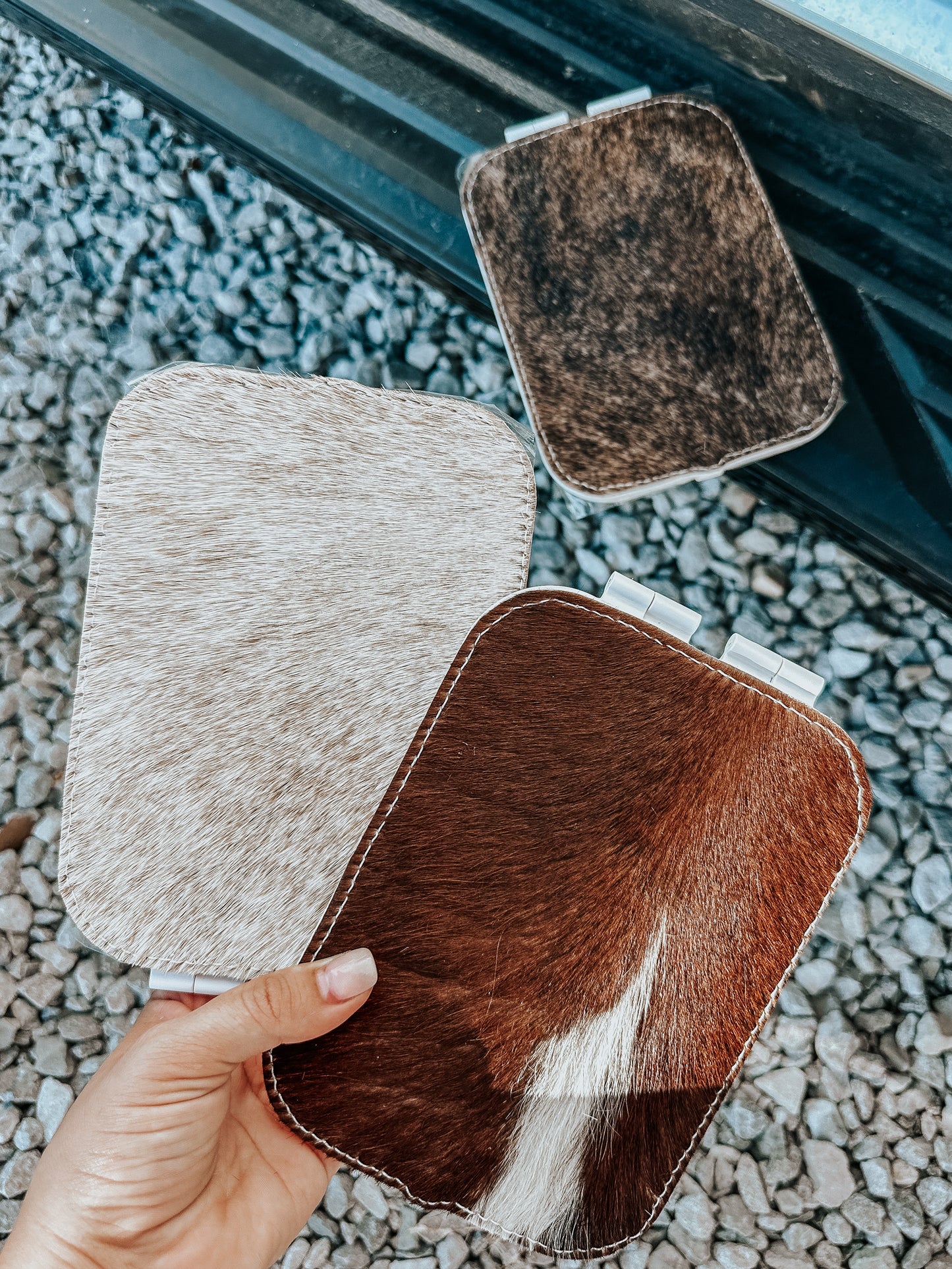 Cowhide Hand Stitched LED Mirror