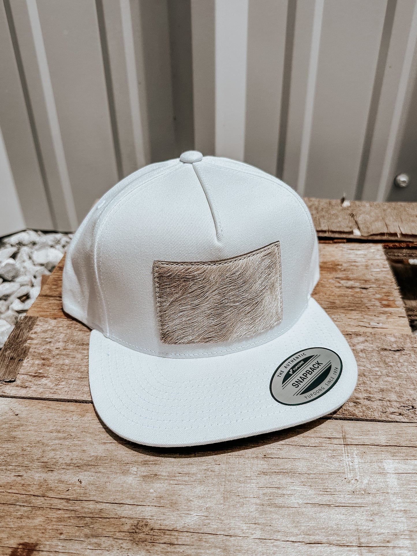 Cowhide Flat Bill Hat White PREORDER