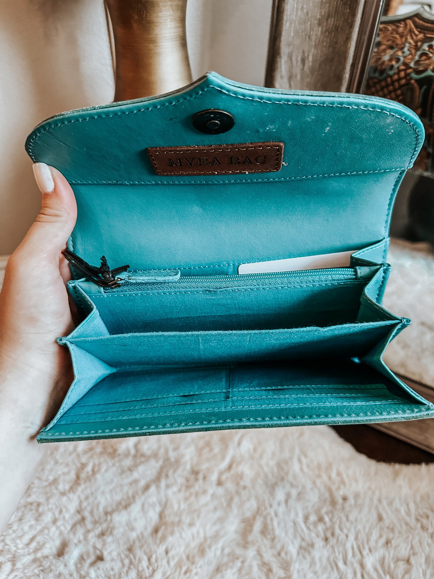 Flower Crest Leather Wallet