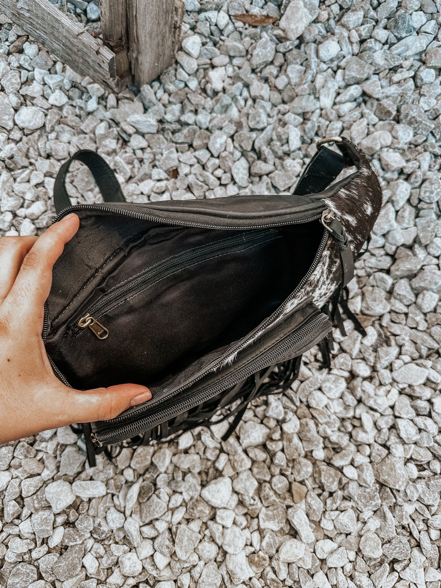 Wild Spirit Cowhide Fanny Pack in Black