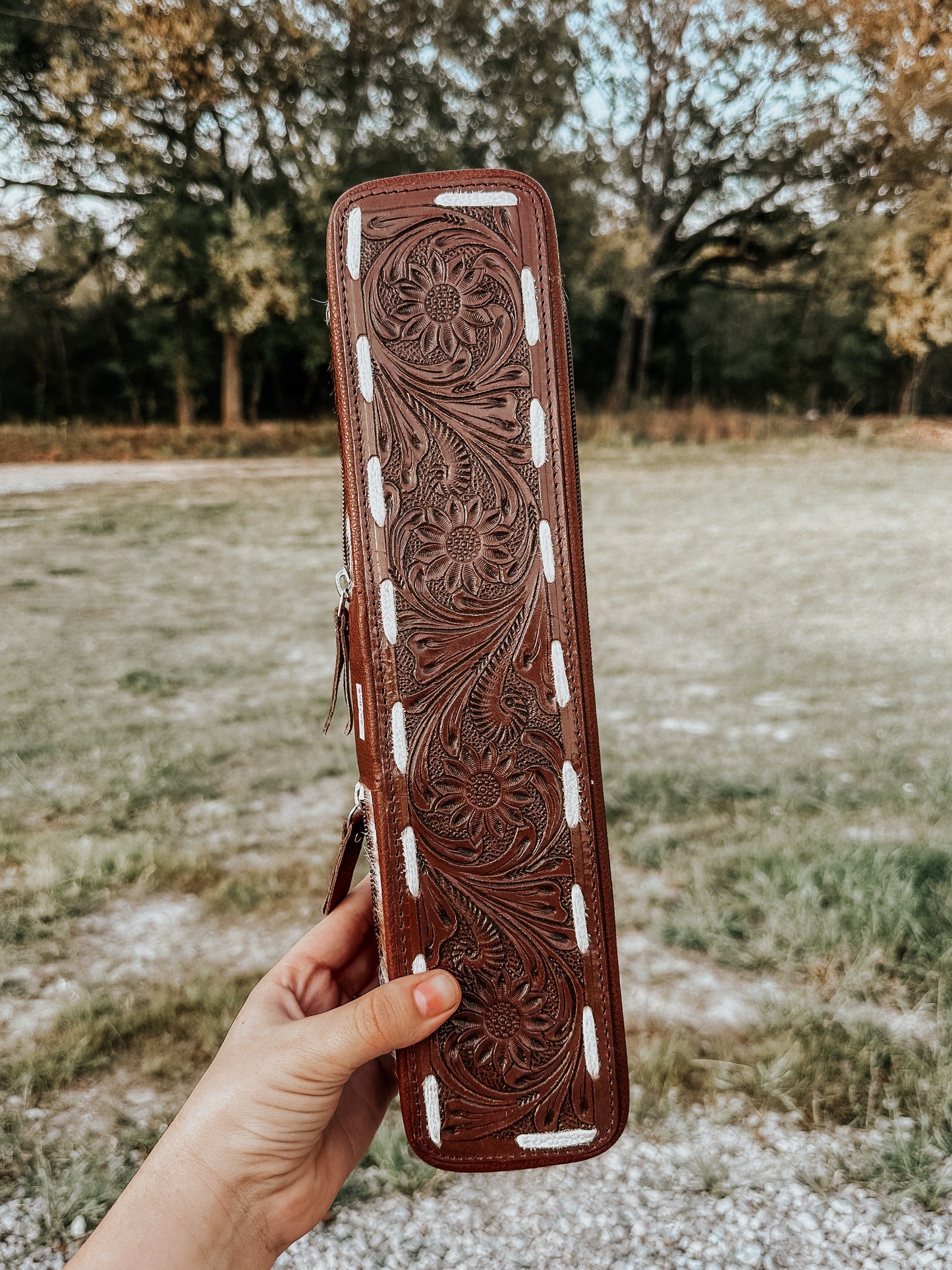 Hot Iron Case Brown Stitched Cowhide