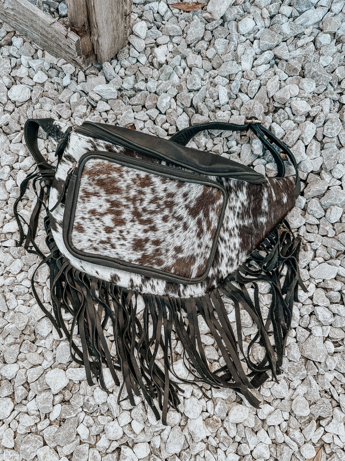 Wild Spirit Cowhide Fanny Pack in Black