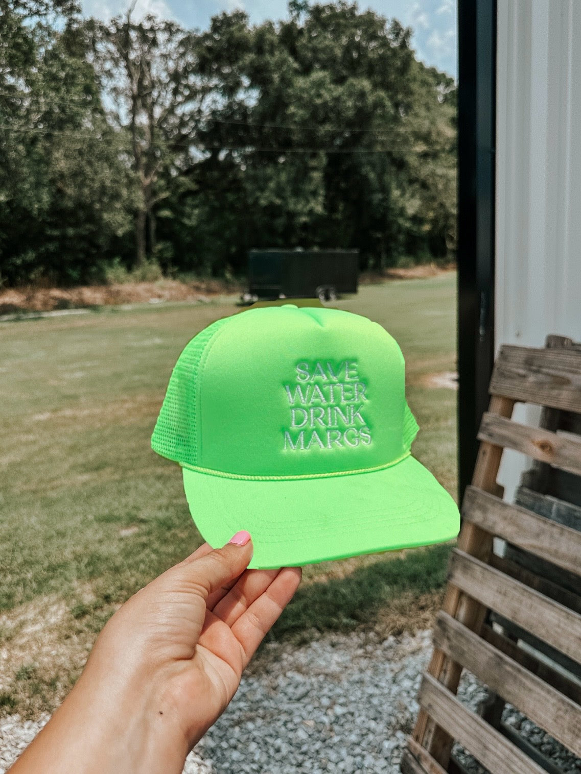 Drink Margs Trucker Hat in Lime