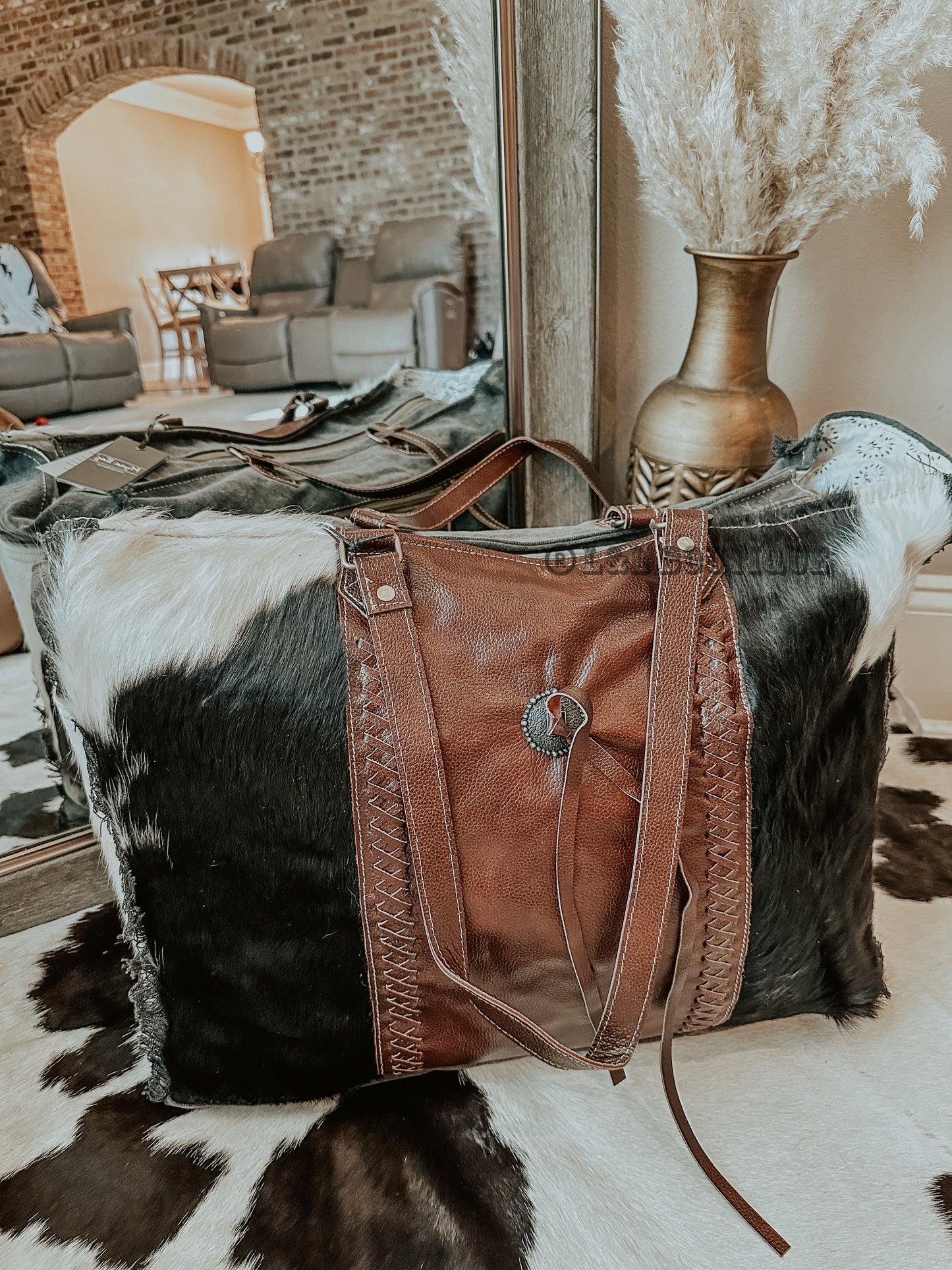 Cowboy Leather Cowhide Weekender Bag