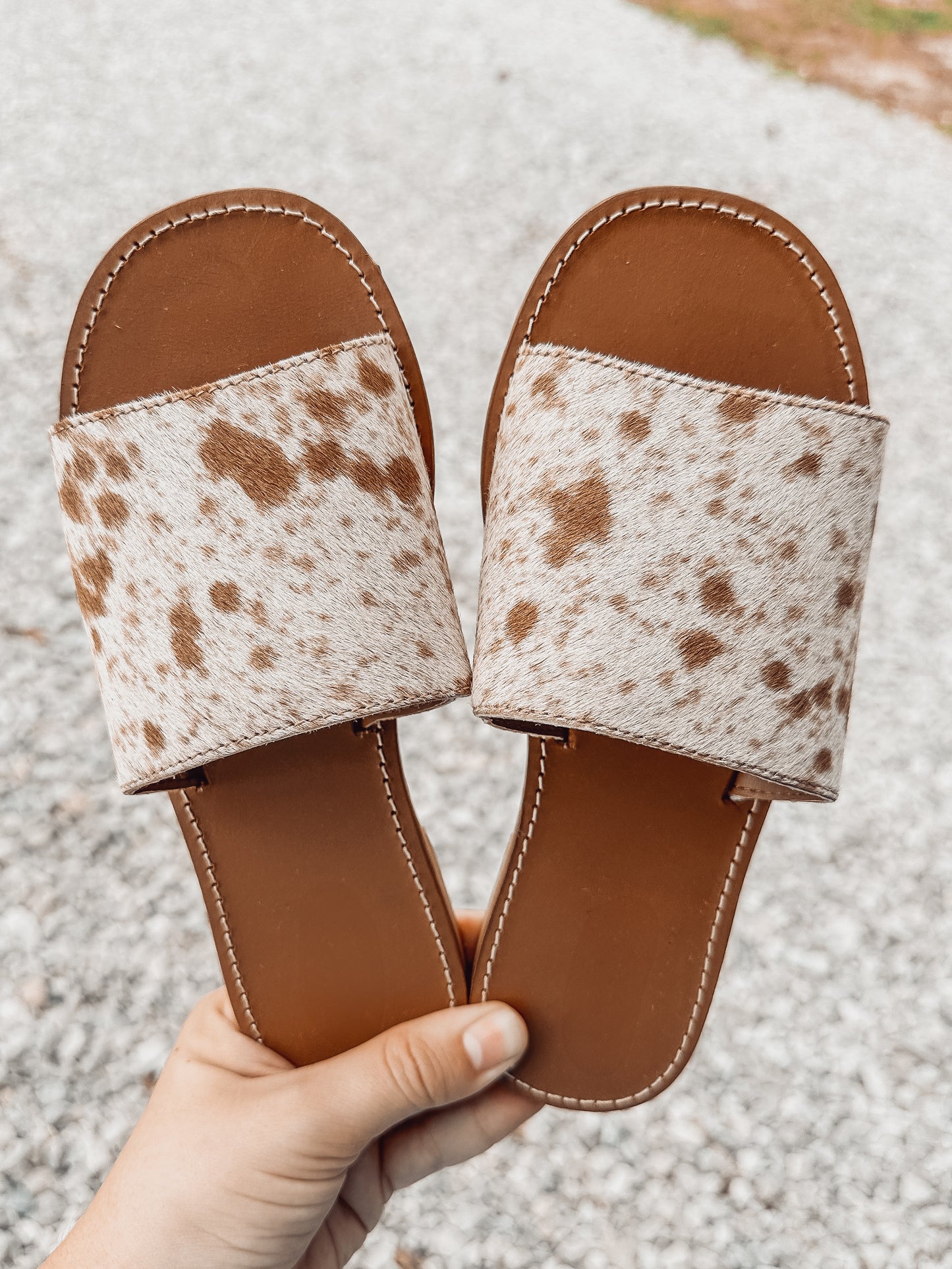 Kemma Cowhide Slides in Brown
