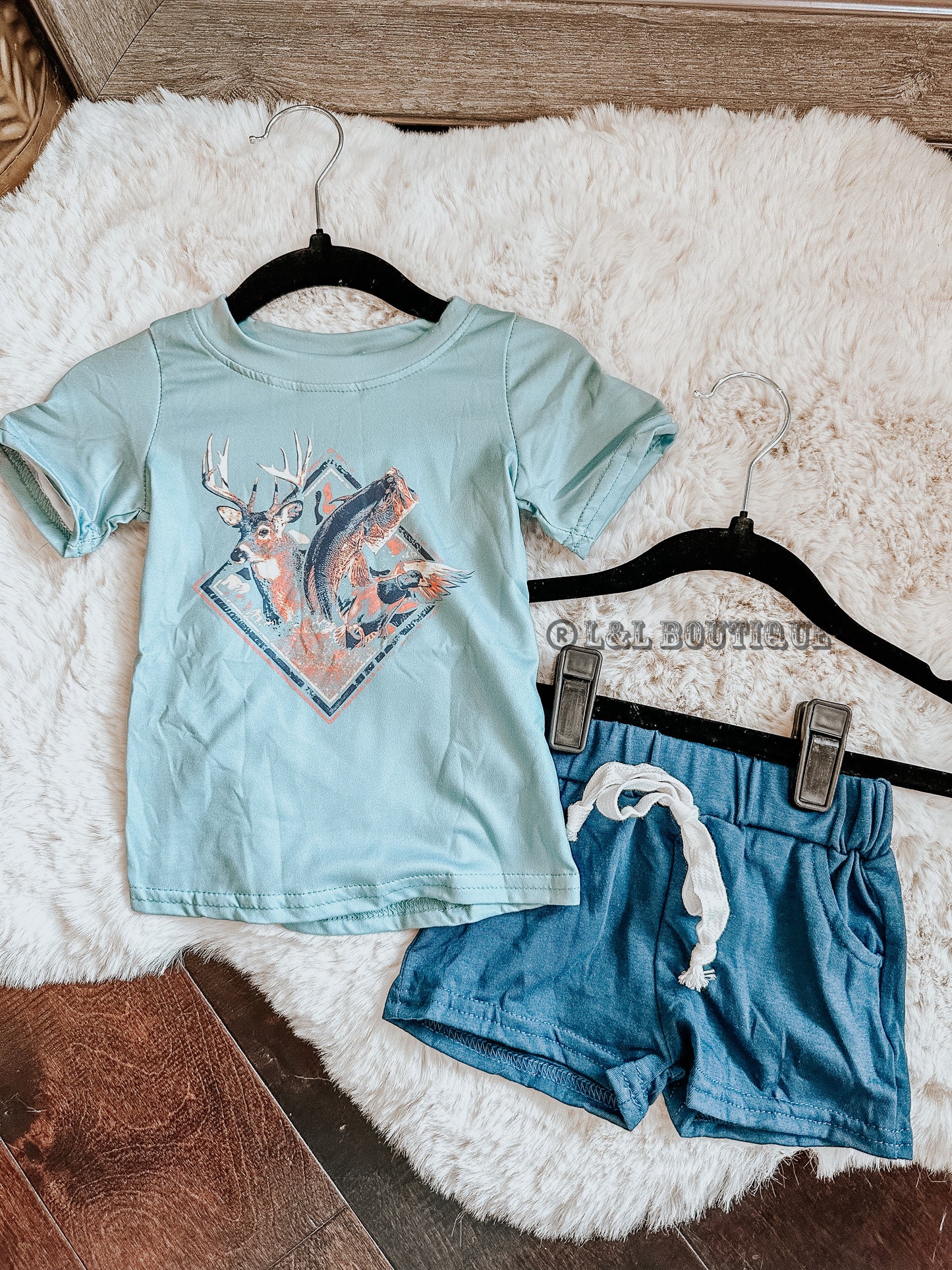 Country Sportsman Blue Shirt & Shorts Set