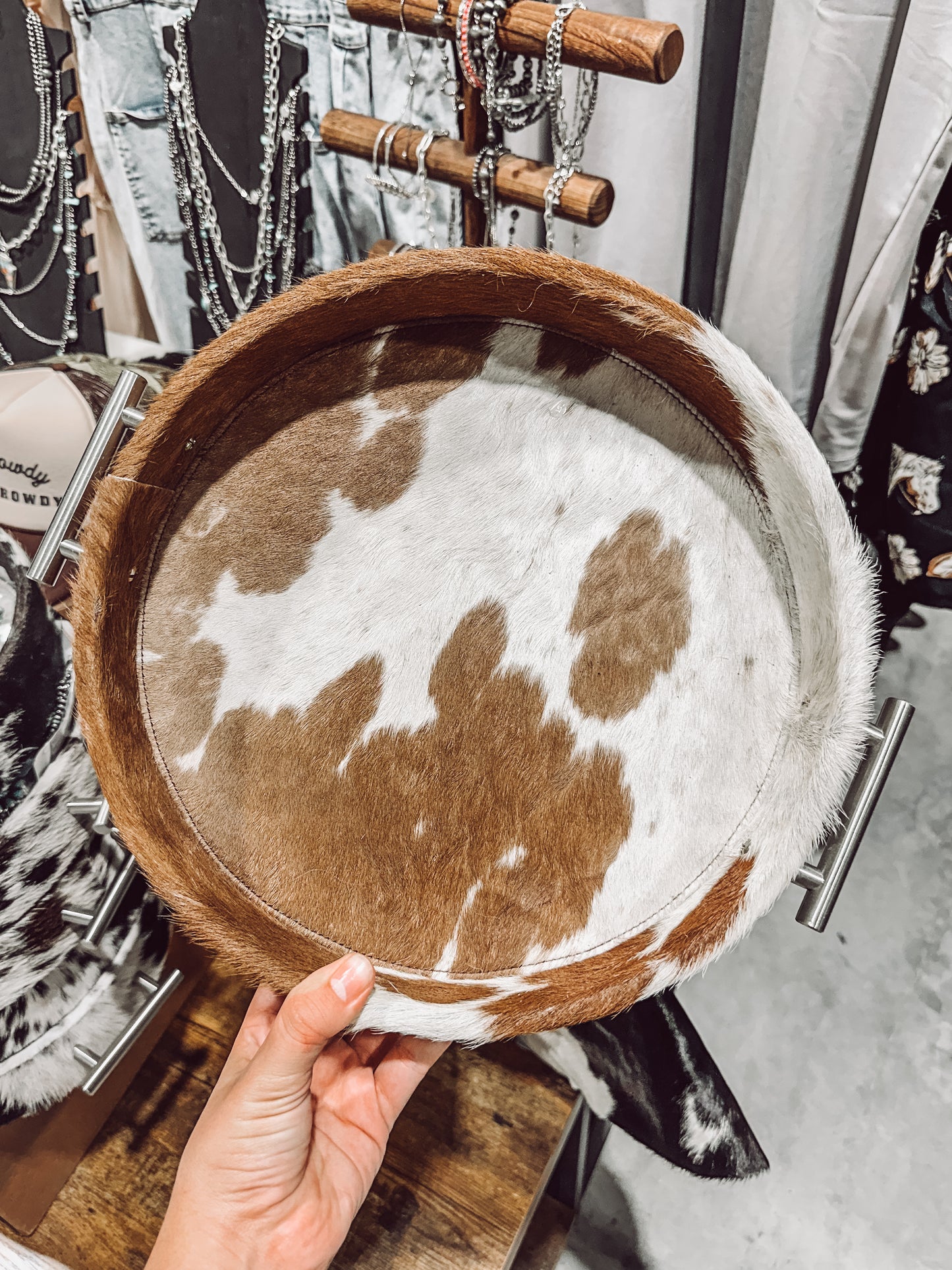 Brown Cowhide Tray