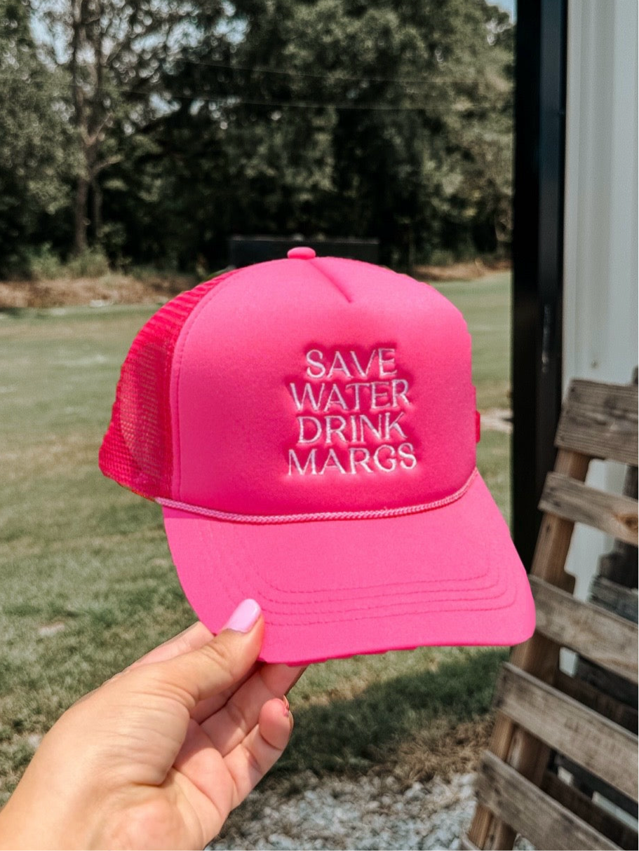 Drink Margs Trucker Hat in Fuschia