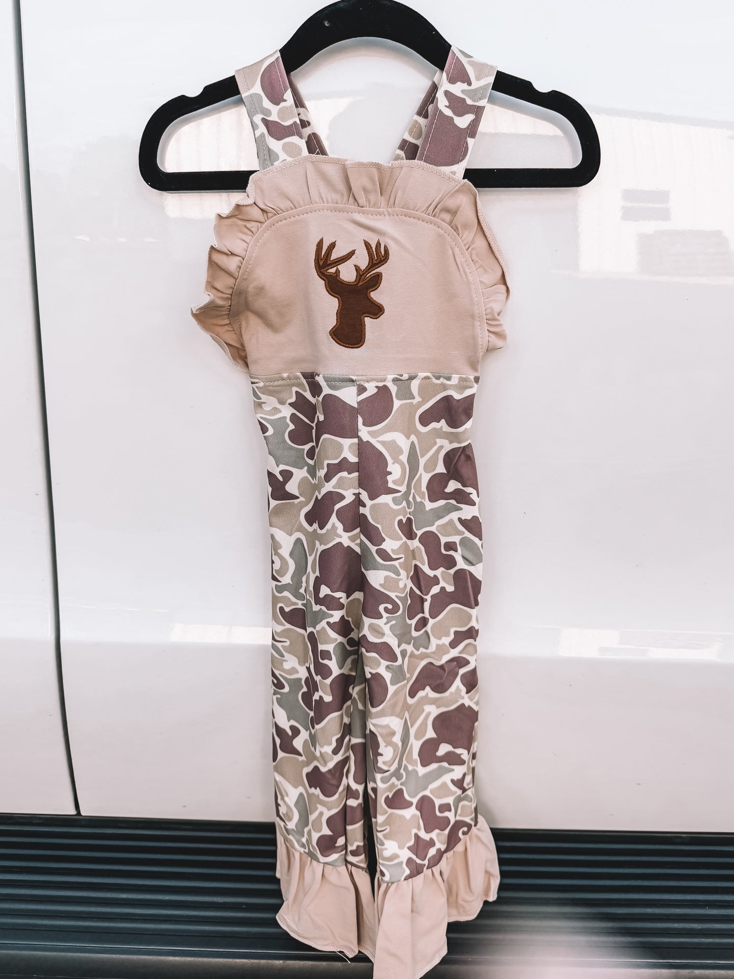 Girls Camo Deer Ruffle Jumpsuit