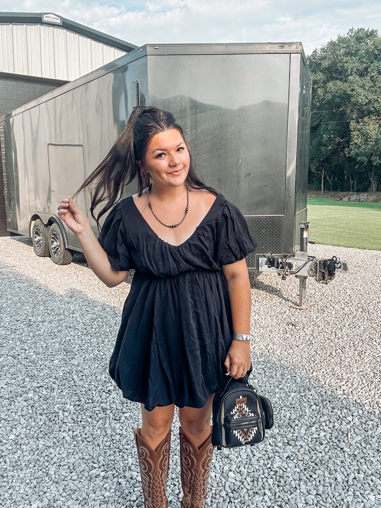 Black Bubble Tie Dress