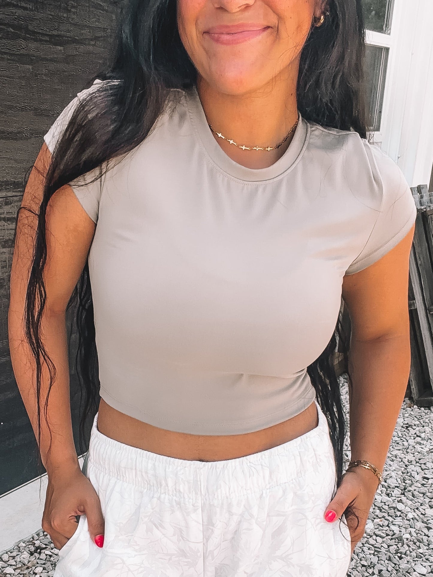 Gray Active Crop Top