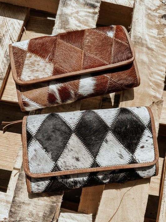Cowhide Patchwork Wallet