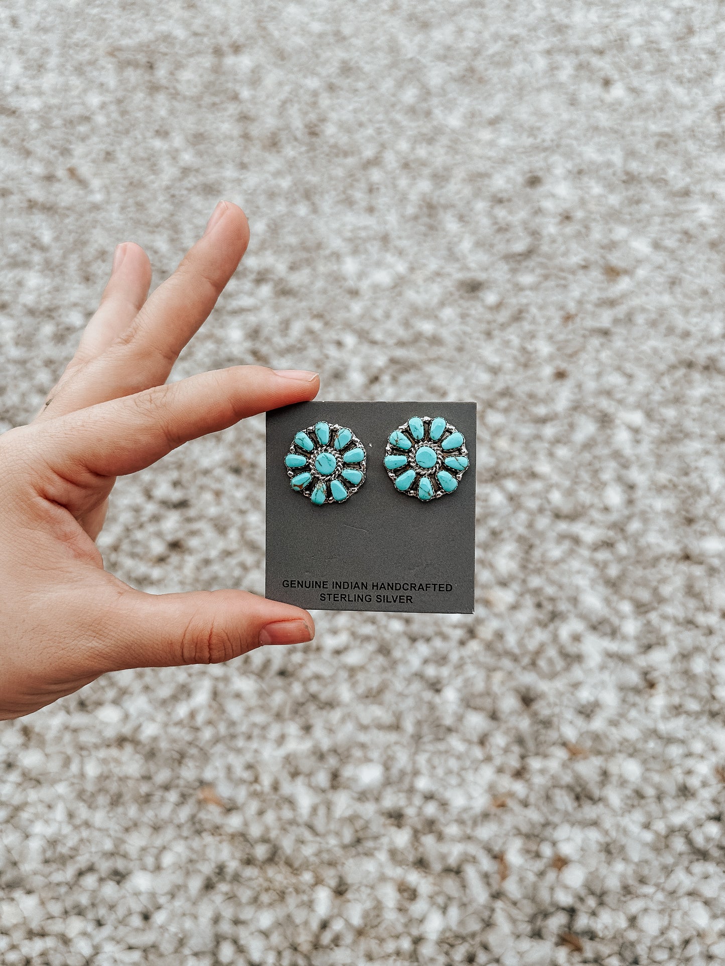 Sterling Turquoise Cluster Stud Earrings