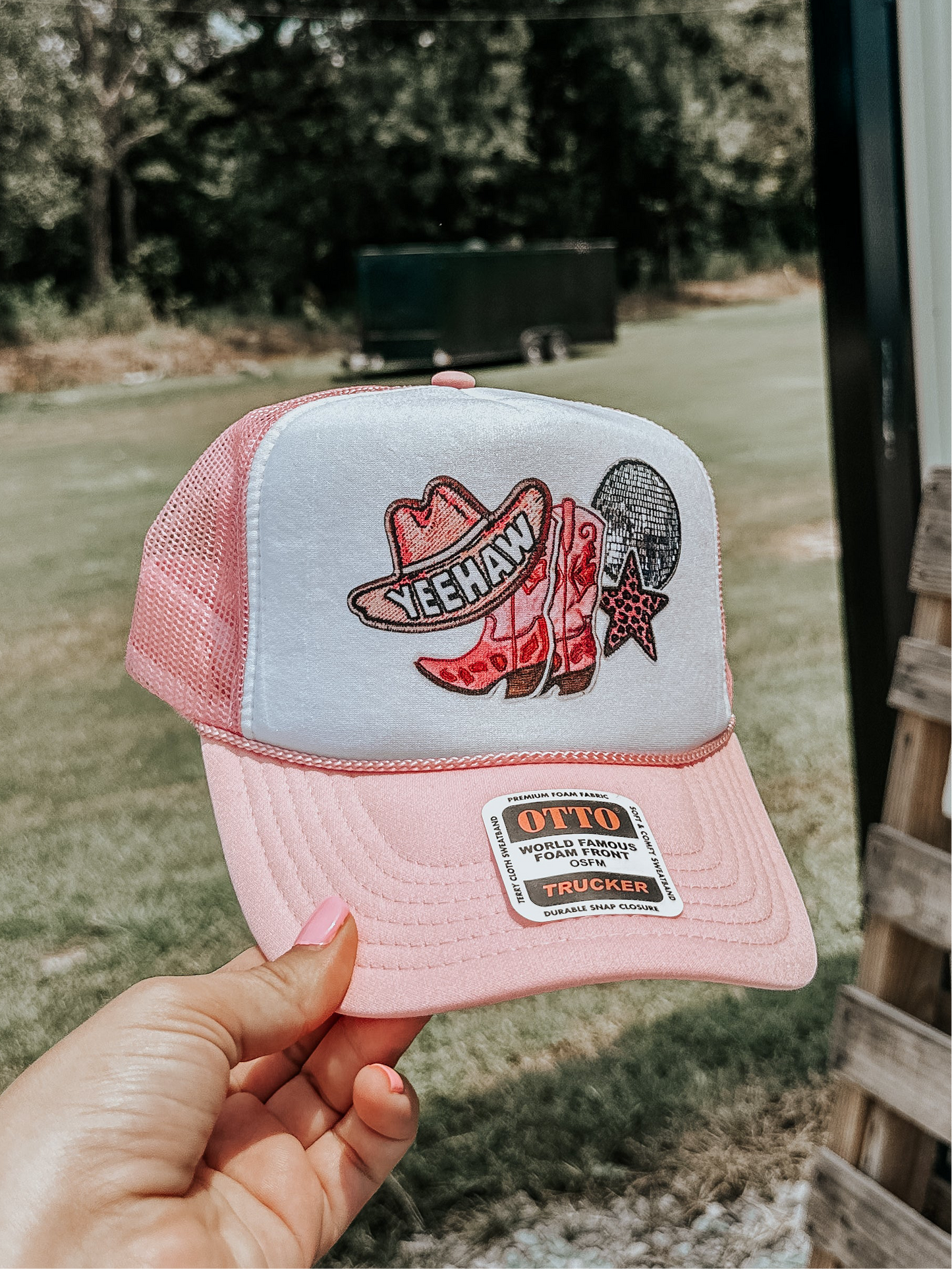 Yeehaw Disco Pink Trucker Hat
