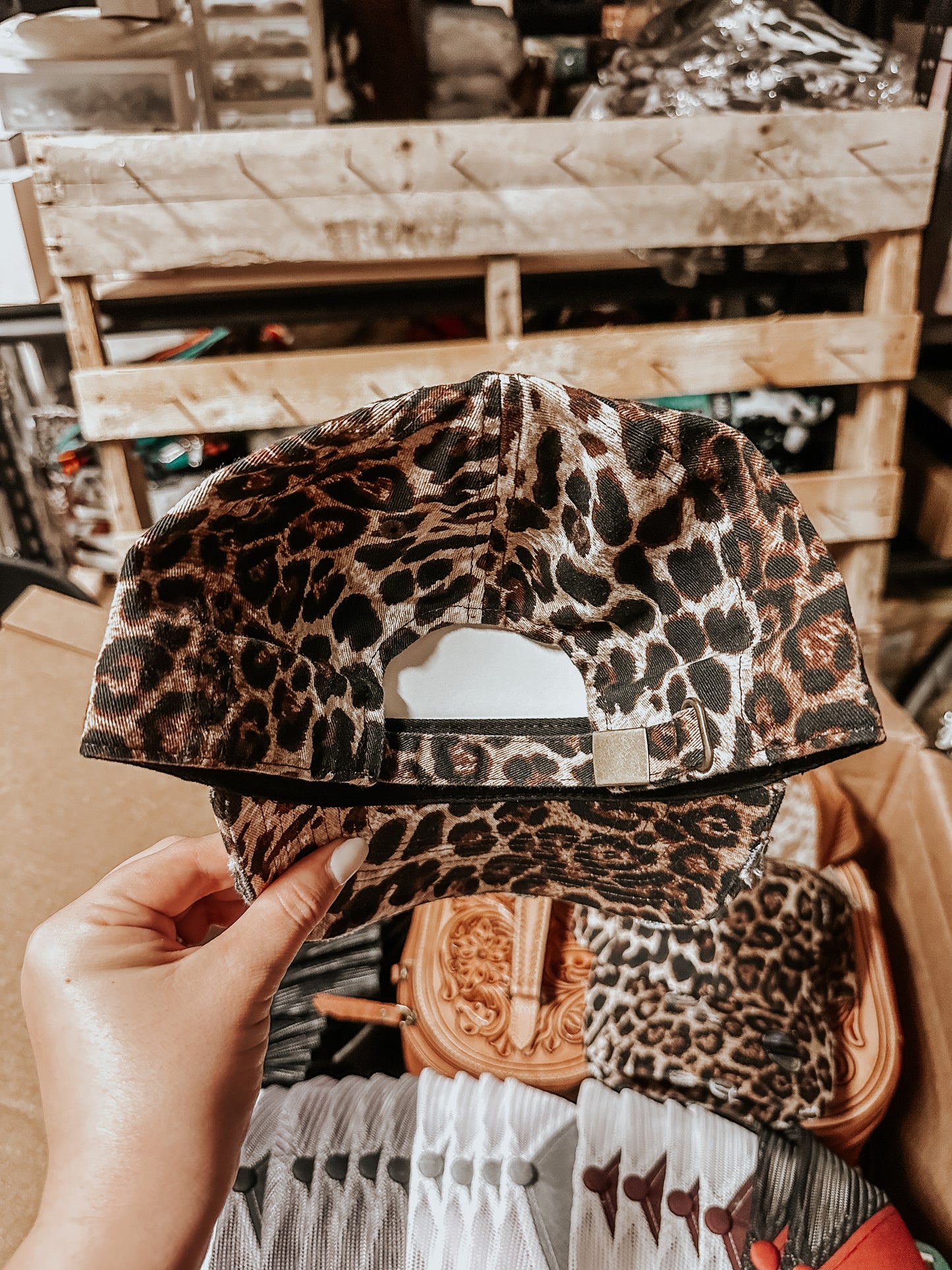 Leopard Print Distressed Hat