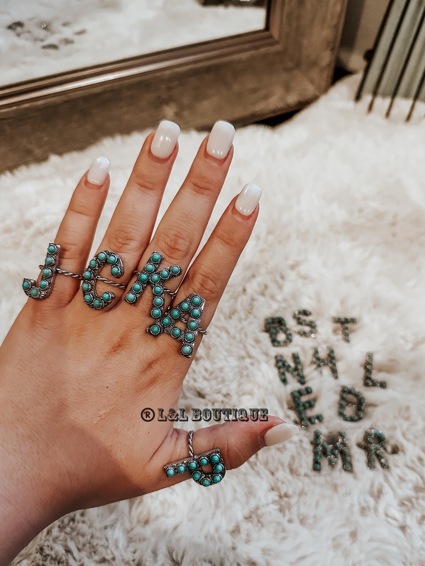 Turquoise Initial Ring