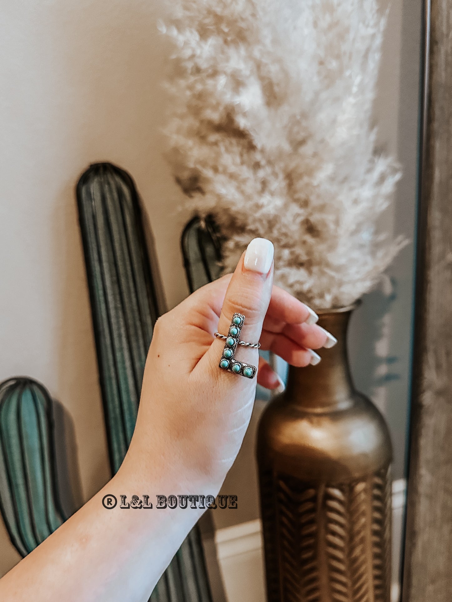 Turquoise Initial Ring