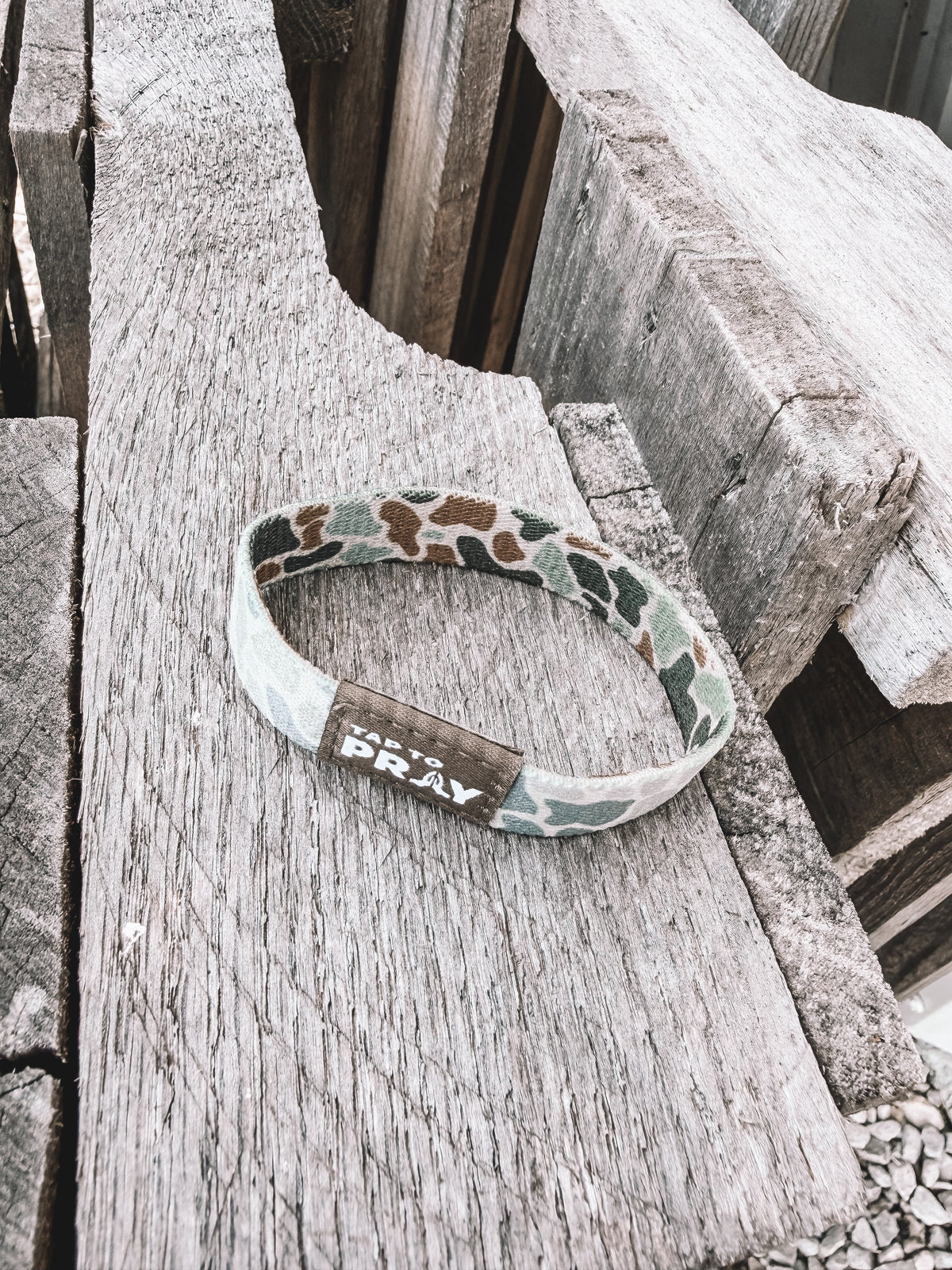 Tap To Pray River Rock Camo Wristband - Classic Sage