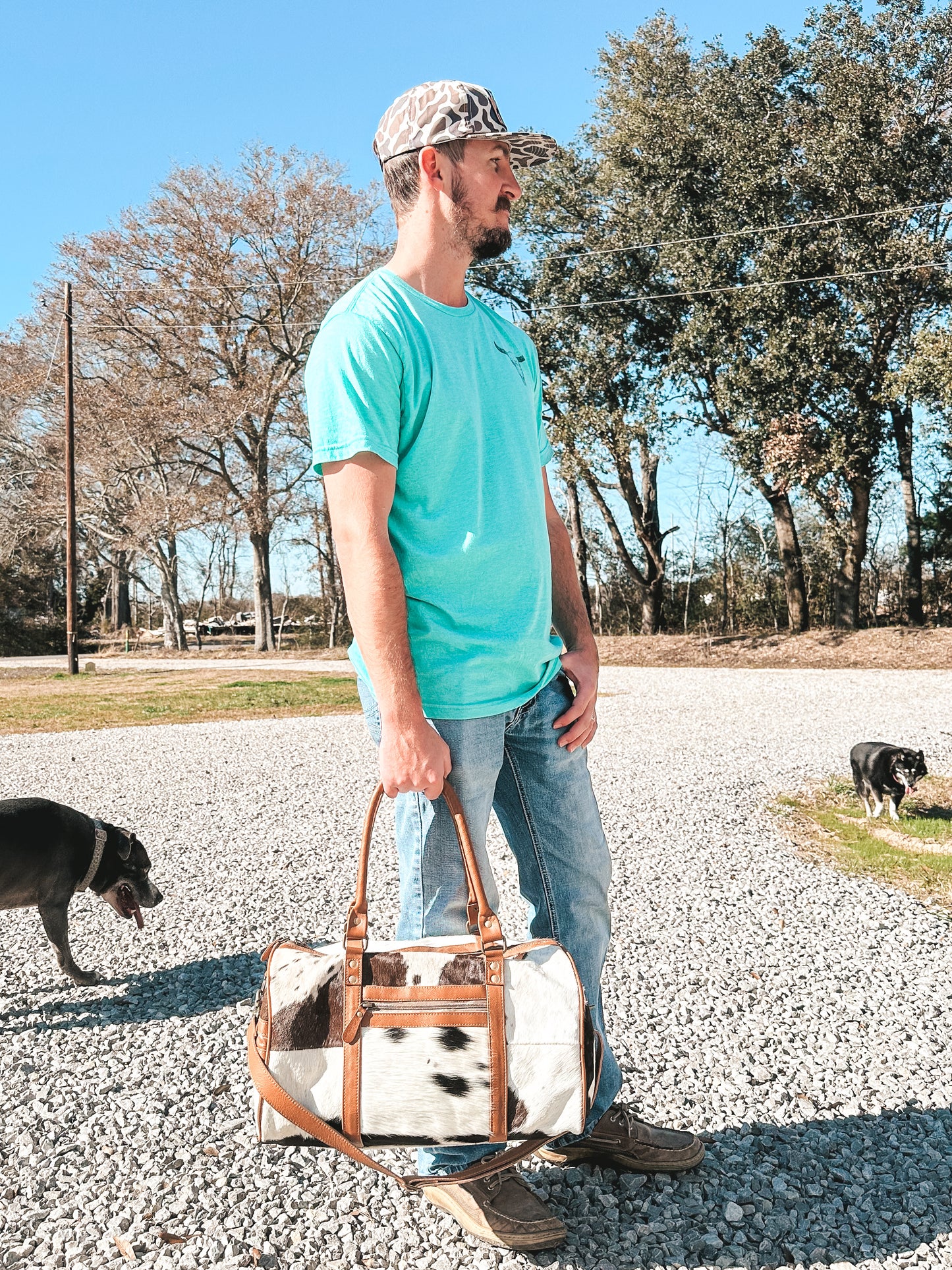 Onyx Traveler Cowhide Duffle Bag