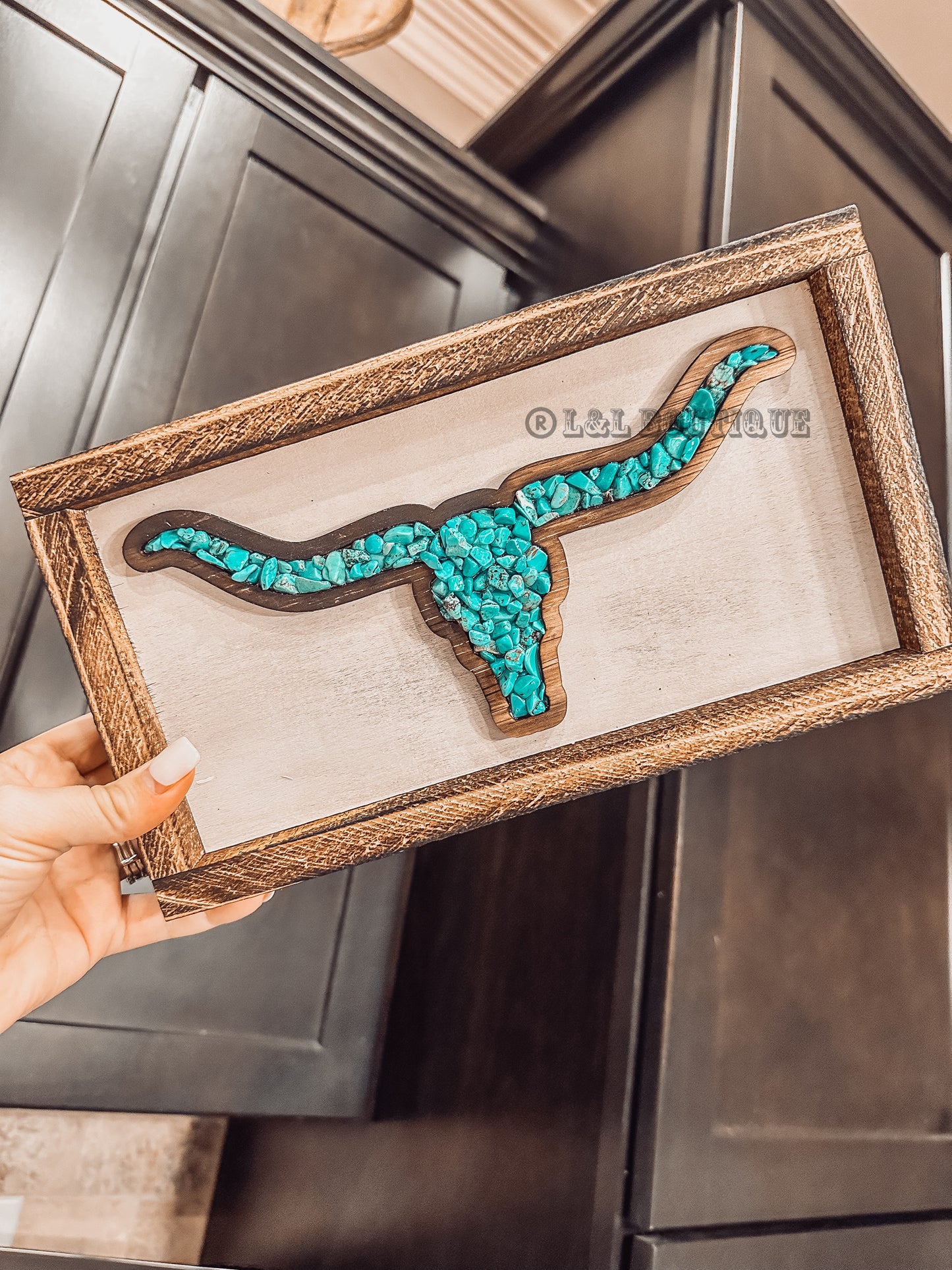 Turquoise Longhorn Wooden Decor