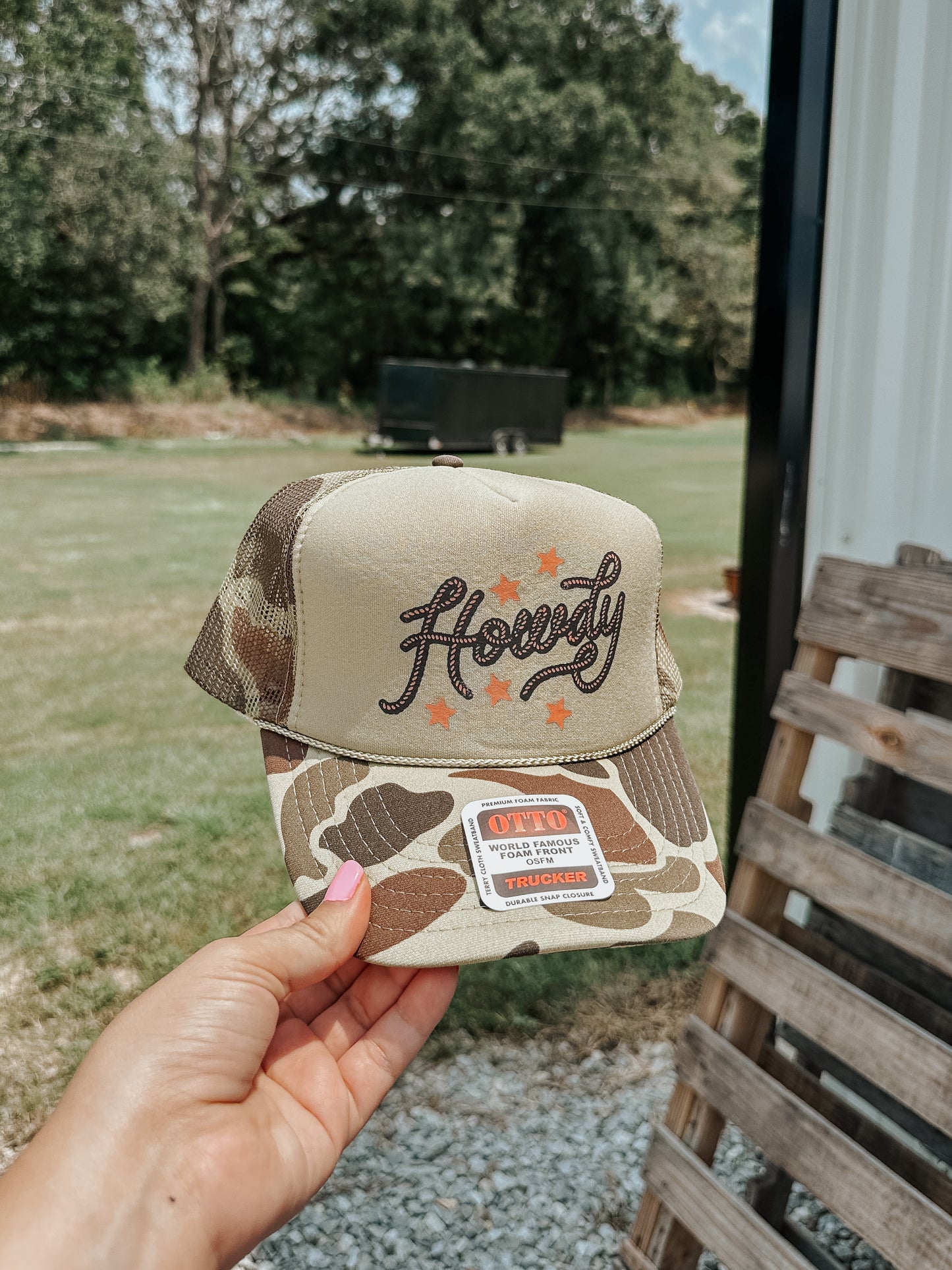 Camo Howdy Roper Trucker Hat