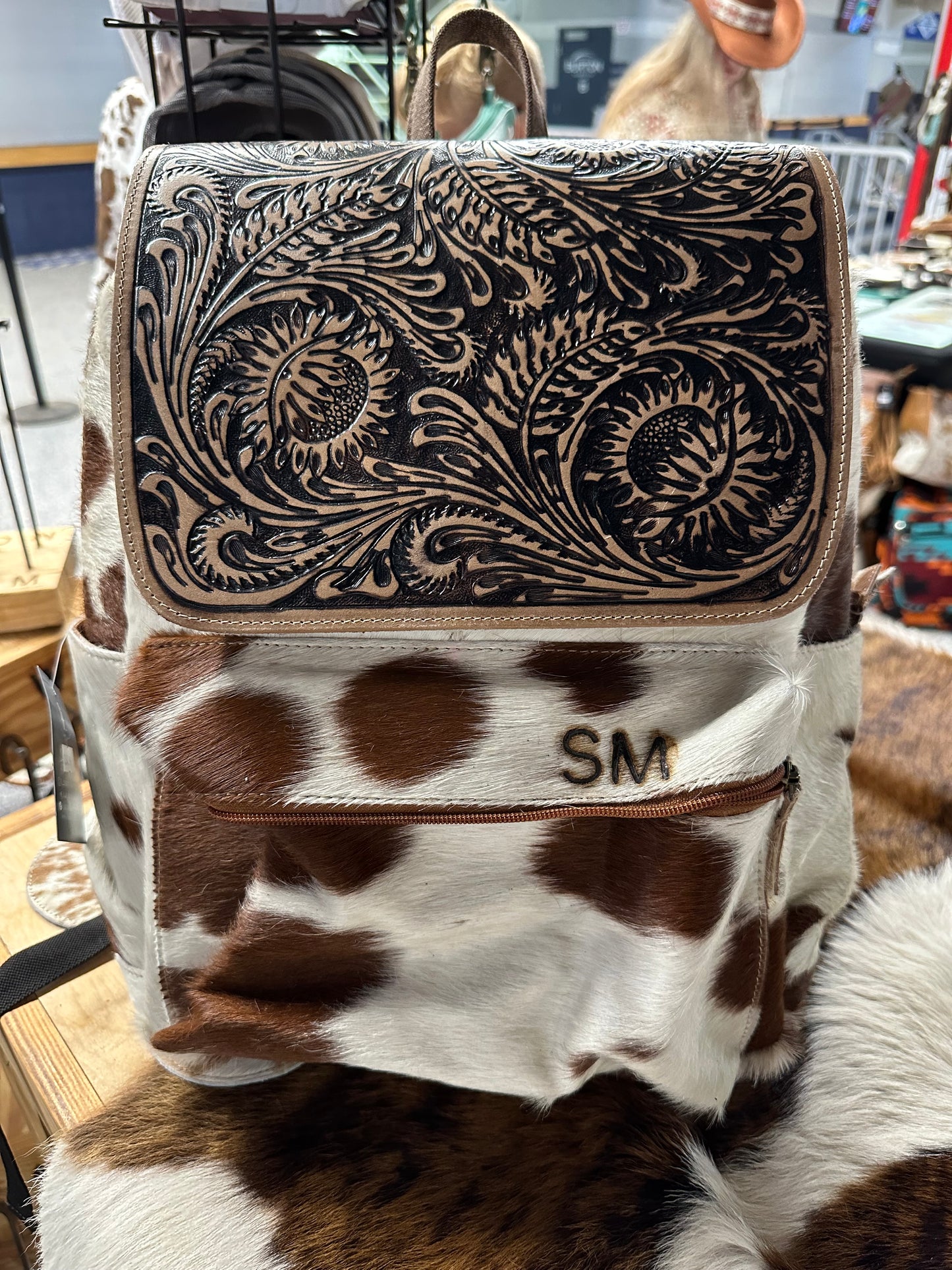 Hillside Cowhide Hand Tooled Backpack