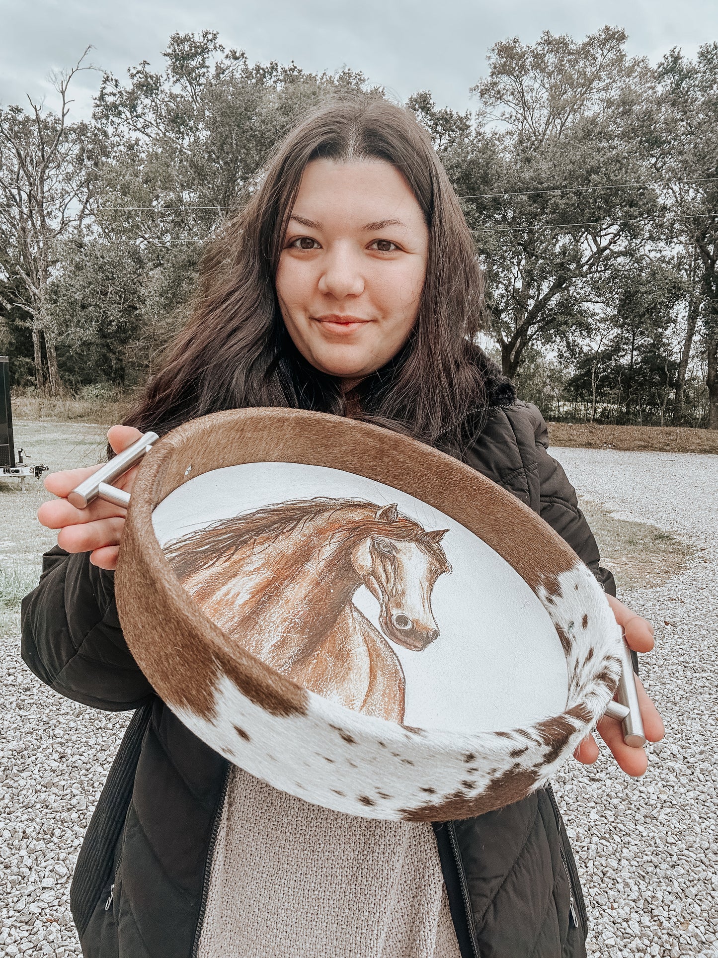 Western Cowhide Tray