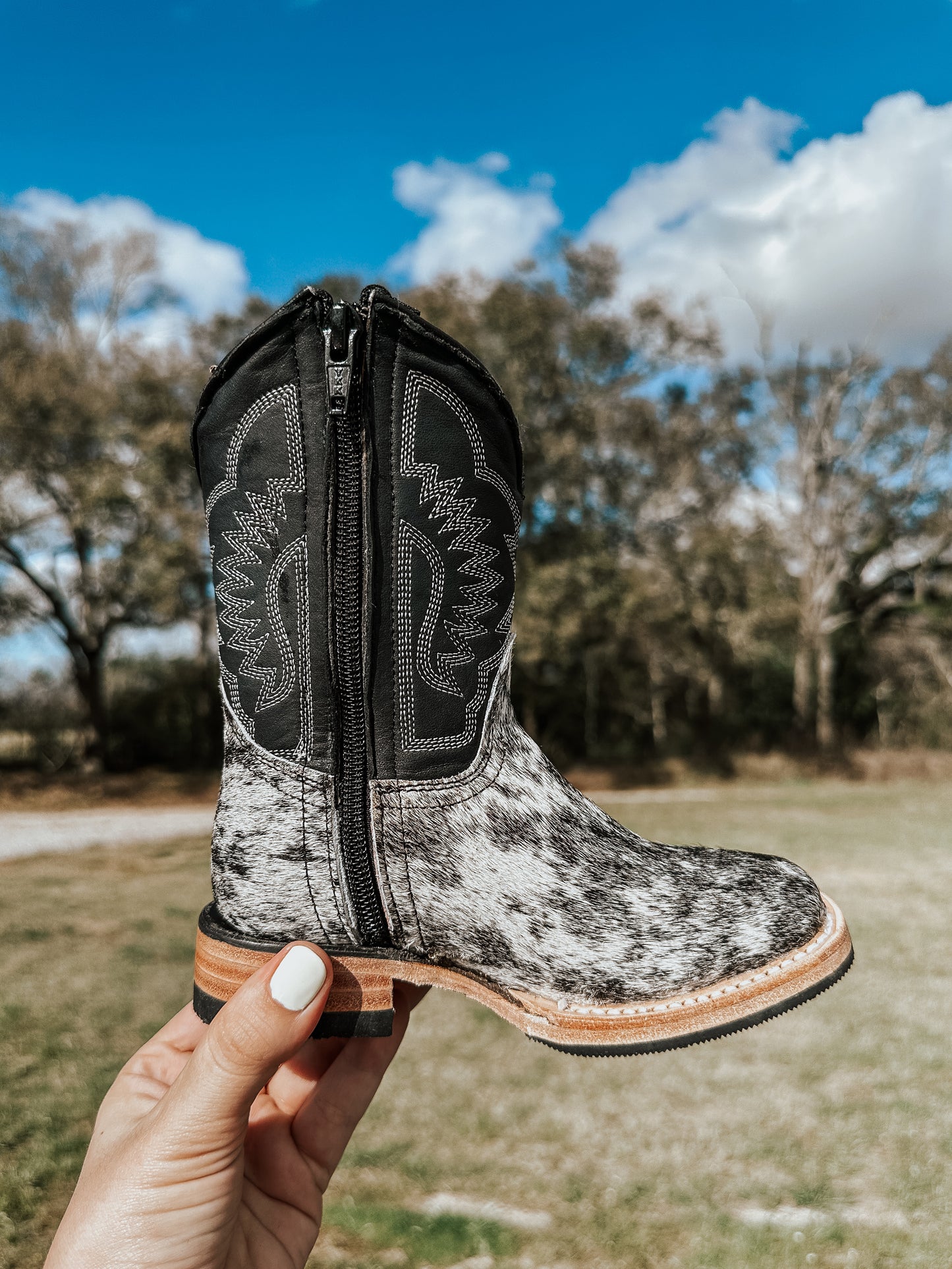 Cowhide Square Toe Boots - Youth