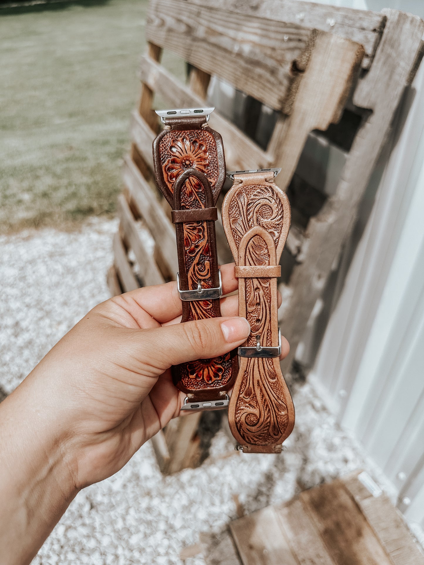 Tooled Leather Watch Band