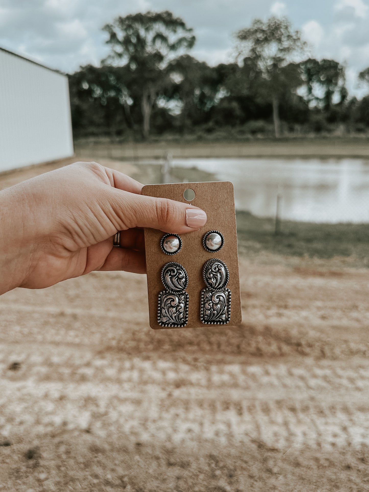 Etched Stud Earring Set