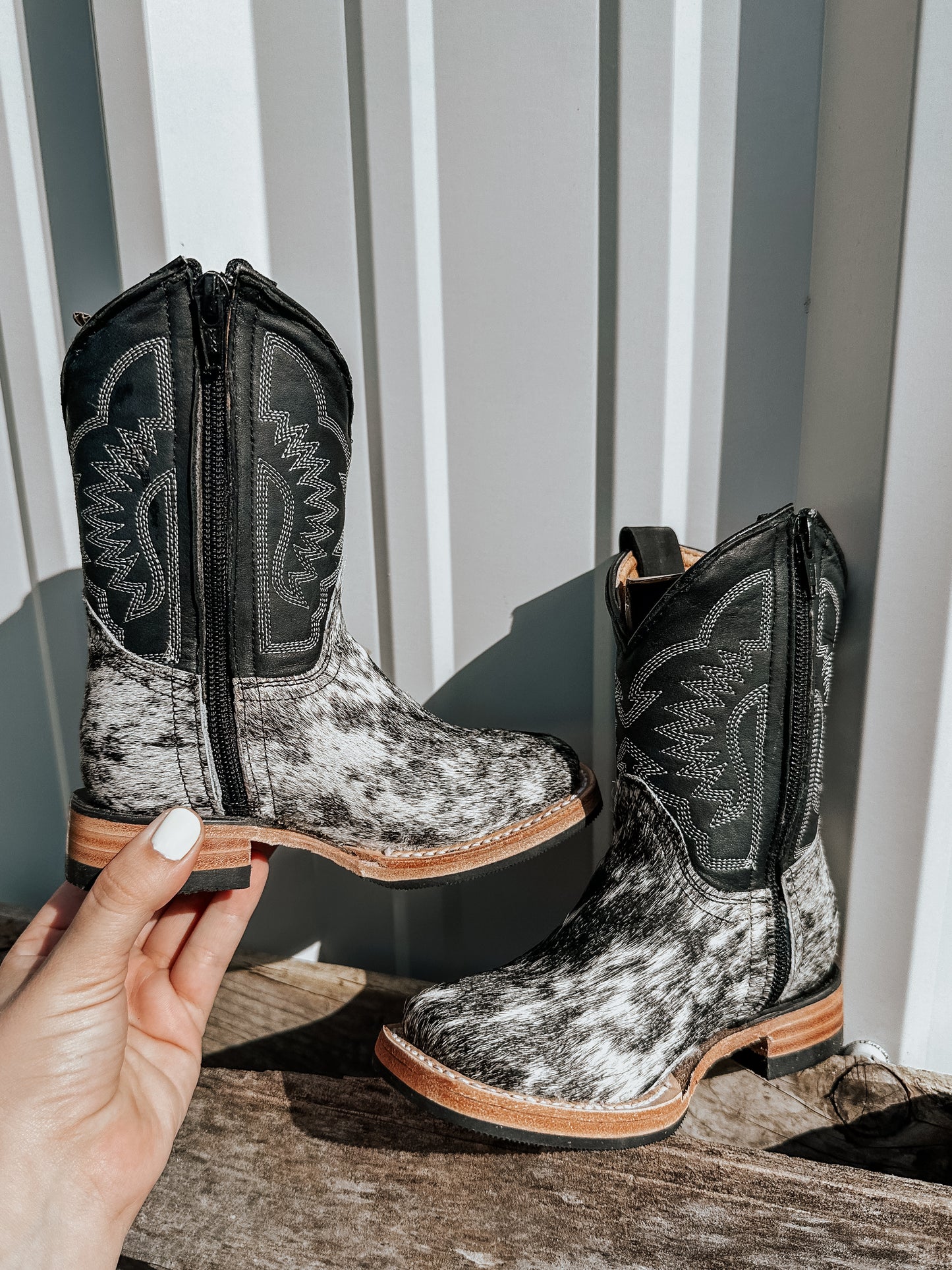 Cowhide Square Toe Boots - Youth