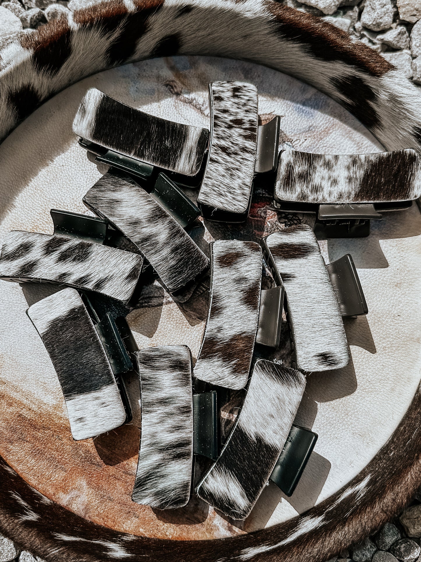 Cowhide Claw Clip Dark Brown