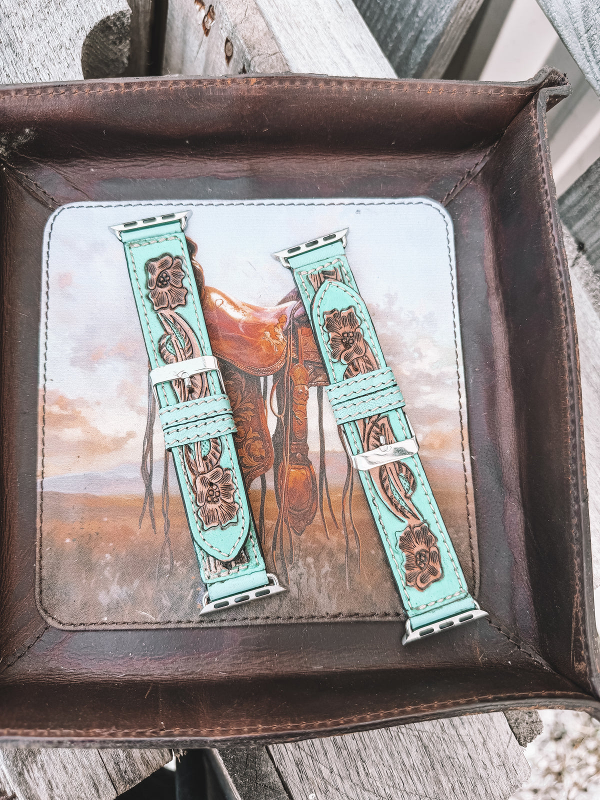 Turquoise Leather Watch Band 38/40mm