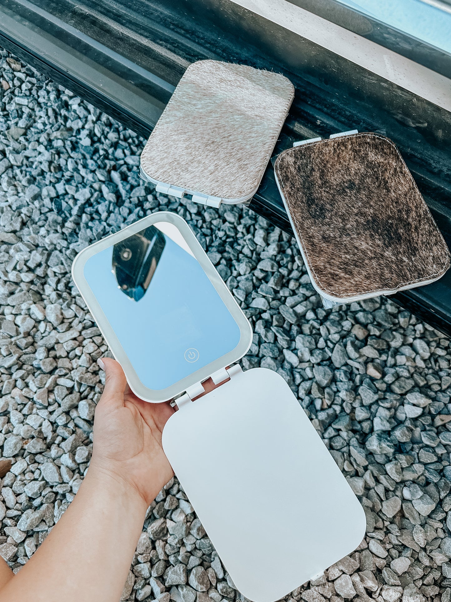 Cowhide Hand Stitched LED Mirror